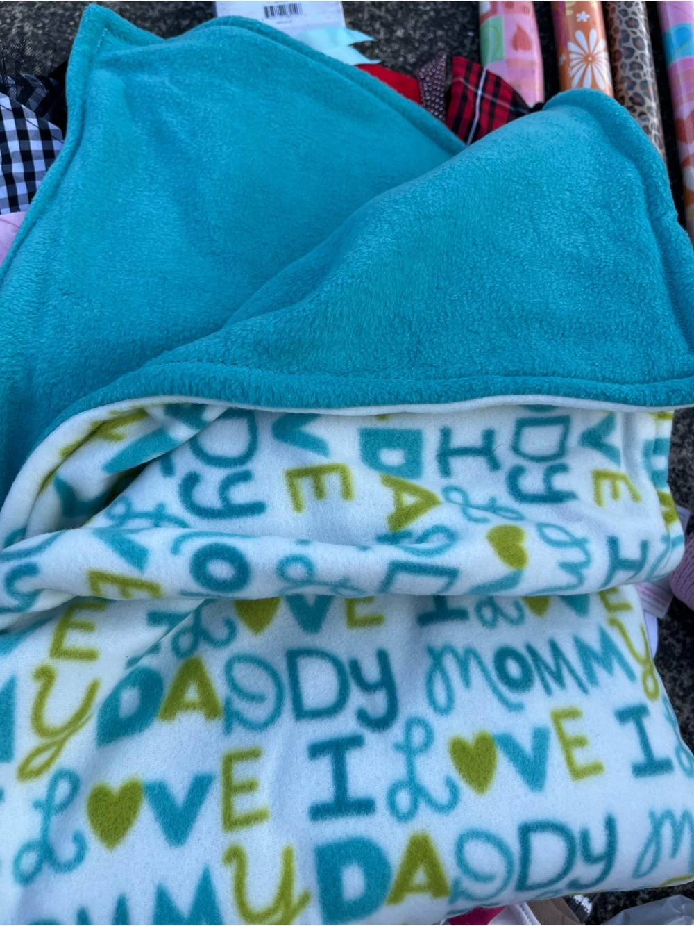 NEW HandmadeTurquoise & White Plush Baby Blanket